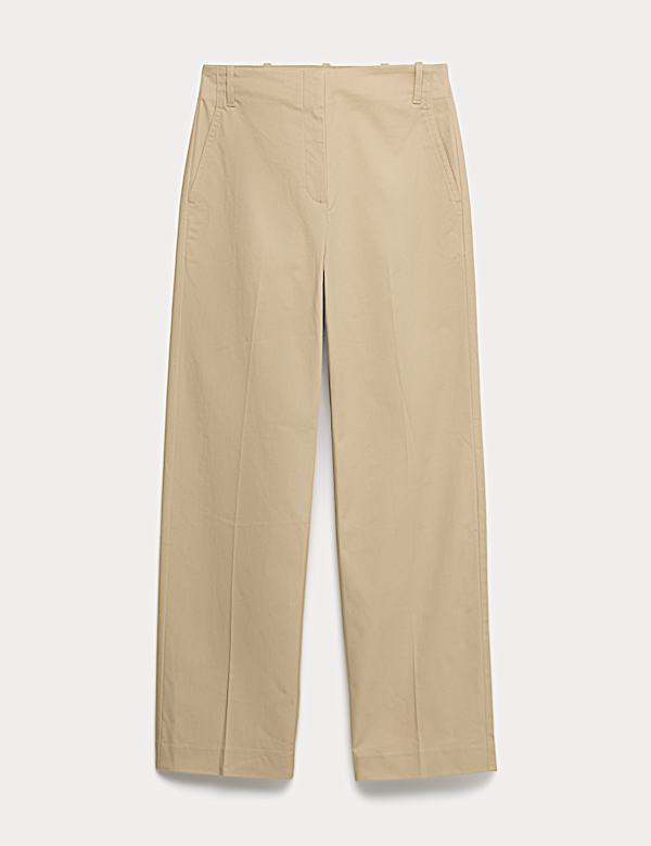 Cotton Rich Straight Leg Trousers - US