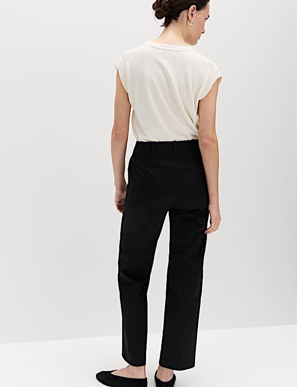 Cotton Rich Straight Leg Trousers - US
