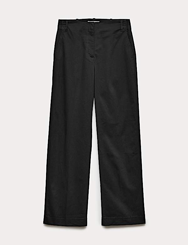 Cotton Rich Straight Leg Trousers - US