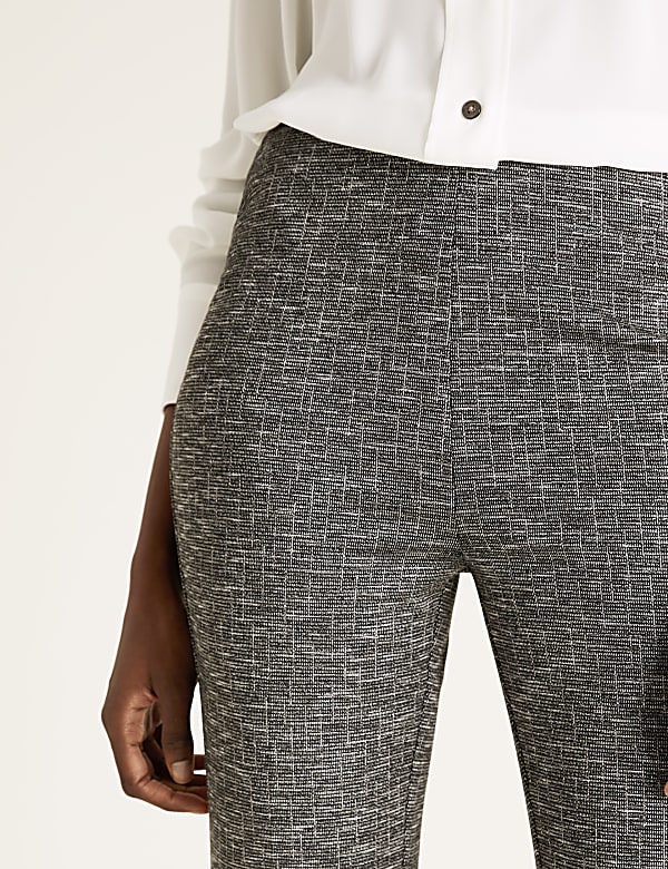 Jersey Checked Flared Trousers