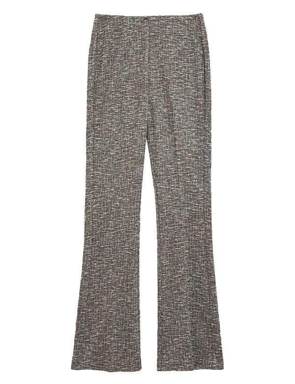 Jersey Checked Flared Trousers