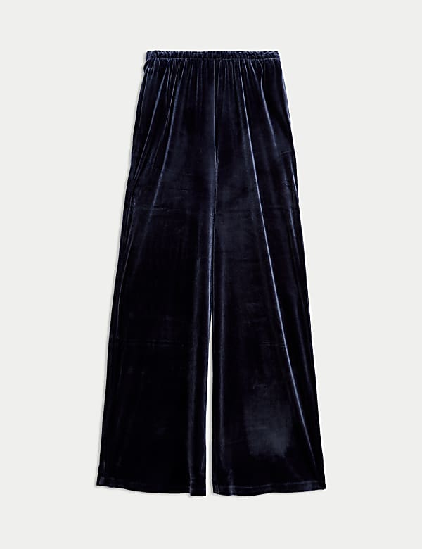 Velvet Elasticated Waist Wide Leg Trousers - BN
