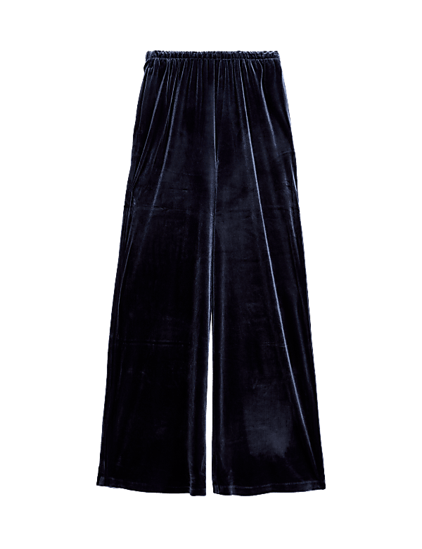 Velvet Elasticated Waist Wide Leg Trousers