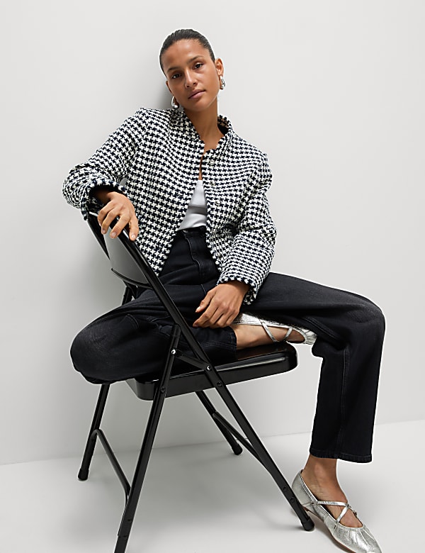 Tweed Checked Fringed Jacket - NZ