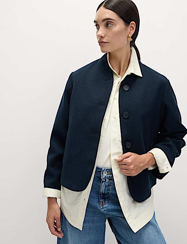 Collarless Short Jacket