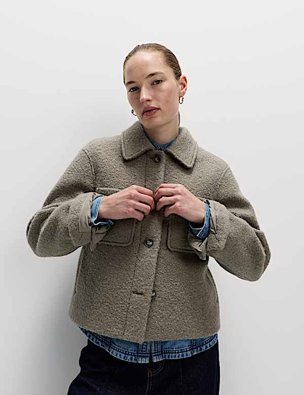 ז'קט בומבר עם צווארון בטקסטורה - IL