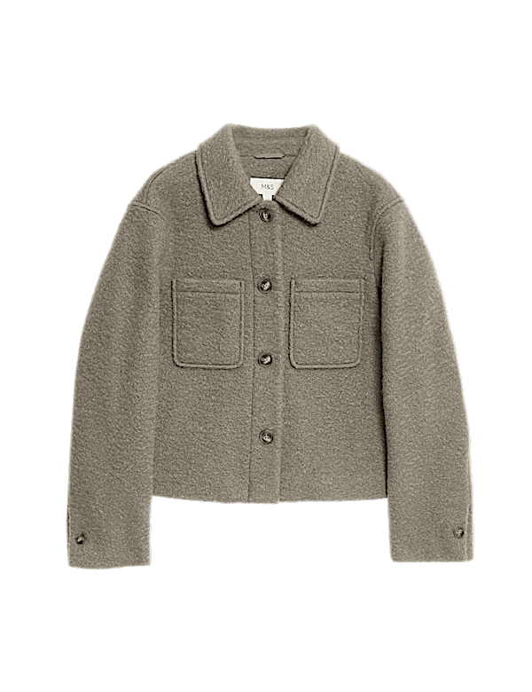 Textured Collared Bomber Jacket