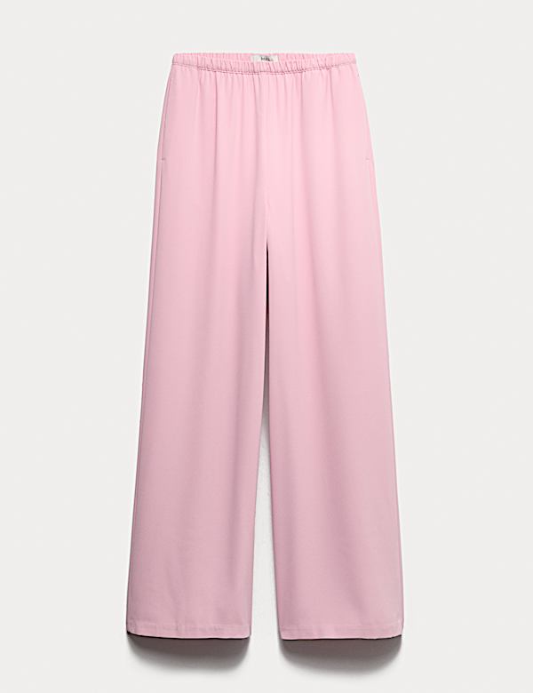 Crepe Elasticated Waist Wide Leg Trousers