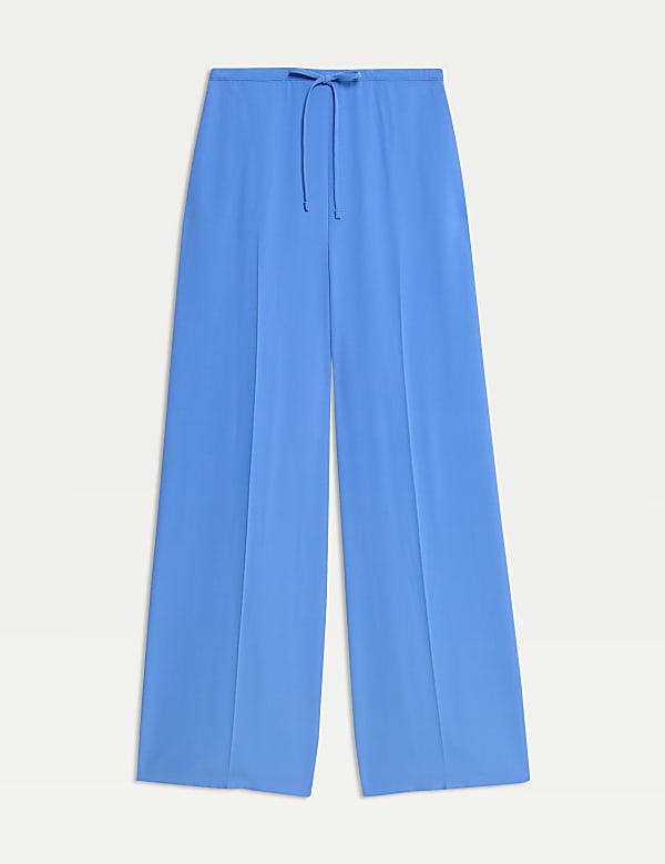 Crepe Elasticated Waist Wide Leg Trousers - US