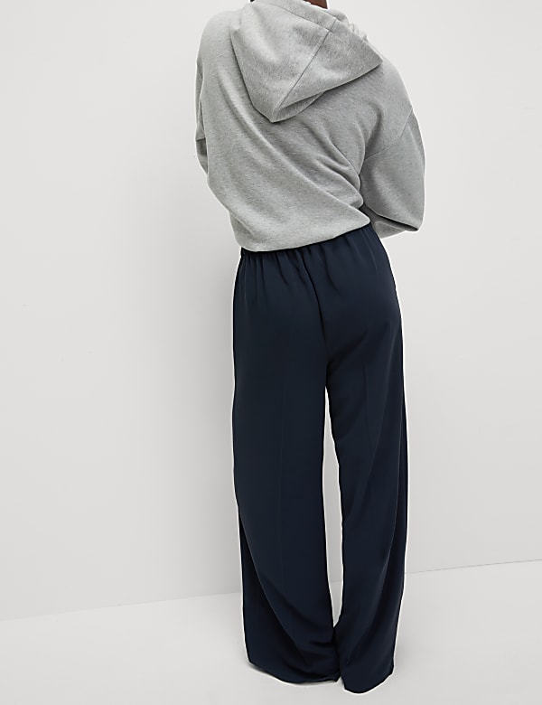 Crepe Elasticated Waist Wide Leg Trousers