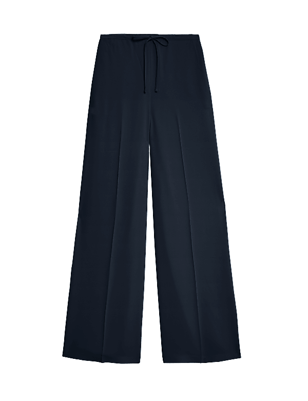 Crepe Elasticated Waist Wide Leg Trousers
