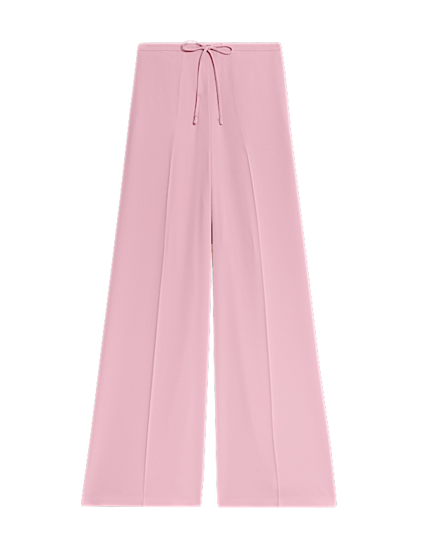 Crepe Elasticated Waist Wide Leg Trousers