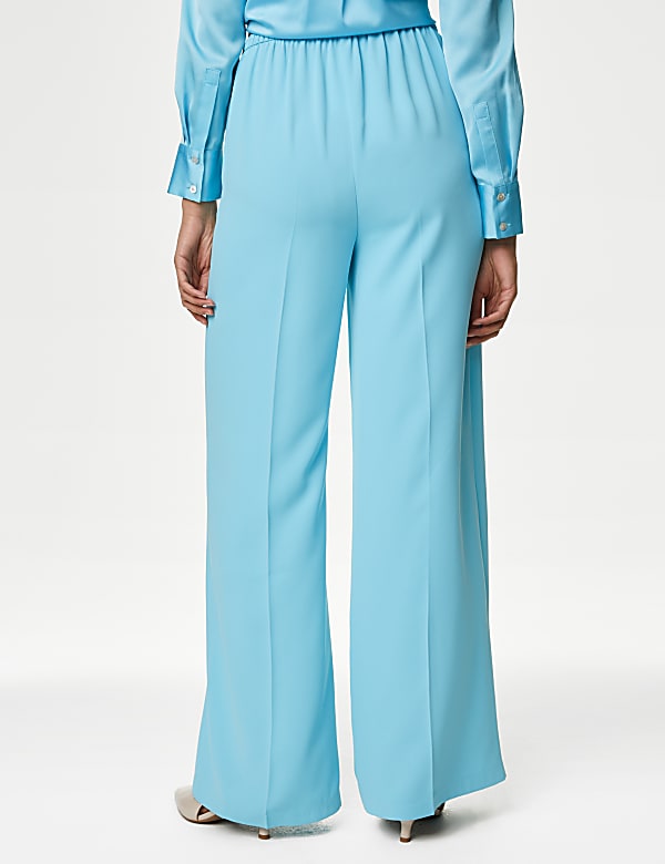 Crepe Elasticated Waist Wide Leg Trousers