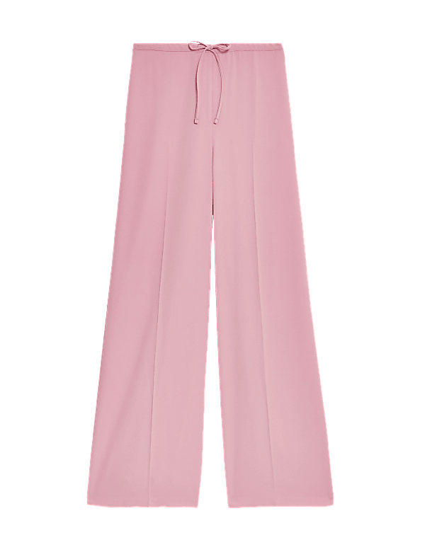 Crepe Elasticated Waist Wide Leg Trousers
