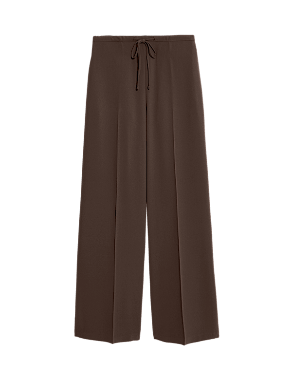 Crepe Elasticated Waist Wide Leg Trousers