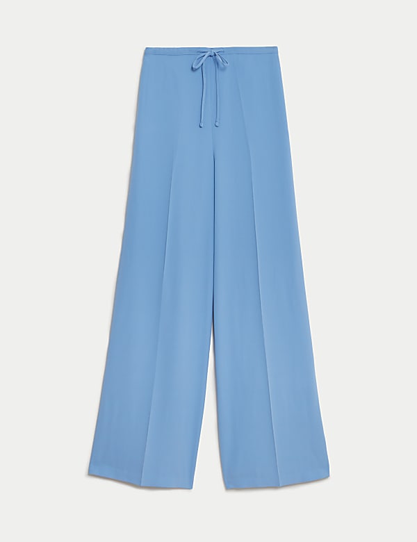 Crepe Elasticated Waist Wide Leg Trousers - US