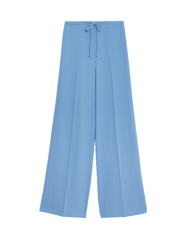 Crepe Elasticated Waist Wide Leg Trousers