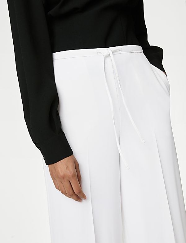 Crepe Elasticated Waist Wide Leg Trousers