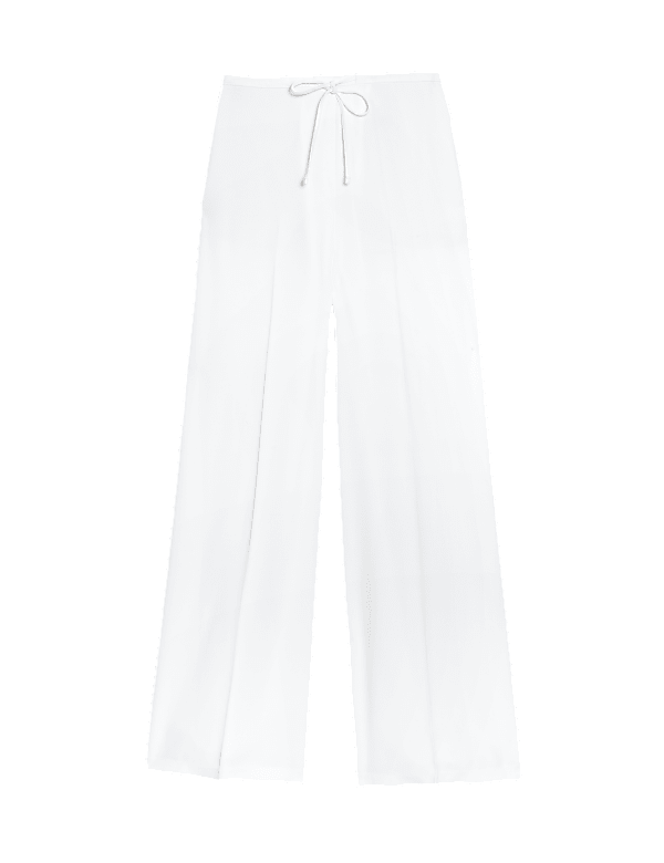 Crepe Elasticated Waist Wide Leg Trousers