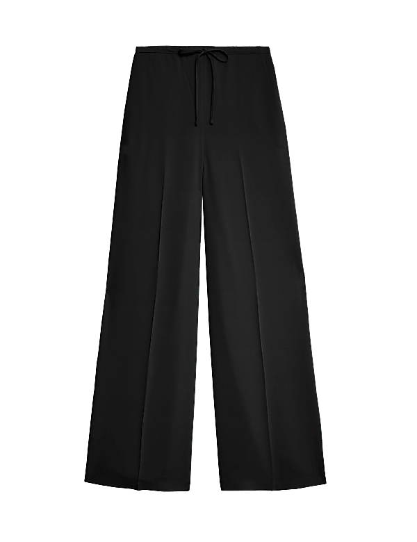 Crepe Elasticated Waist Wide Leg Trousers