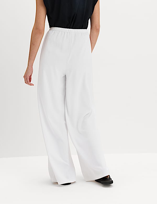 Crepe Elasticated Waist Wide Leg Trousers