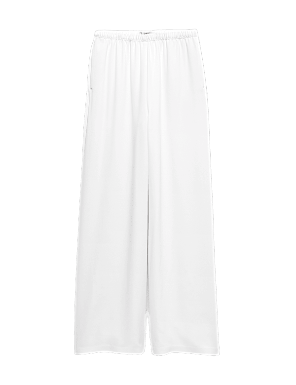 Crepe Elasticated Waist Wide Leg Trousers