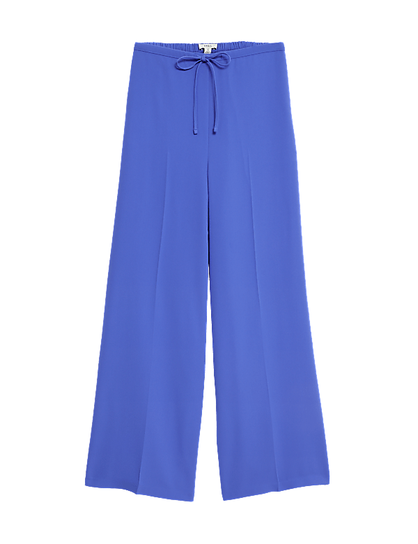 Crepe Elasticated Waist Wide Leg Trousers