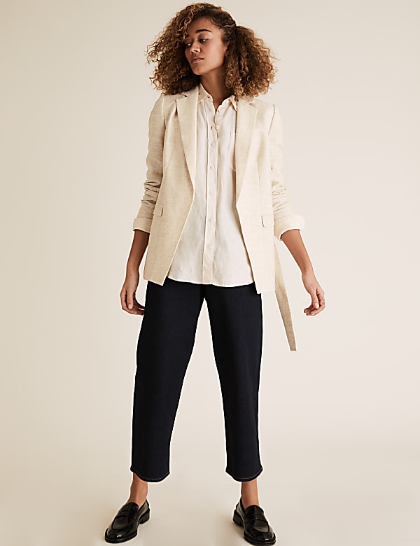 Linen Rich Relaxed Belted Blazer