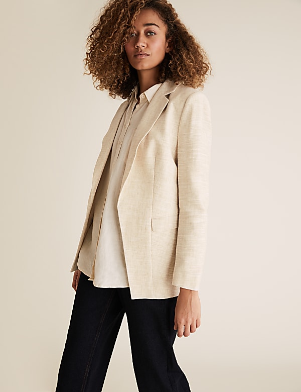 Linen Rich Relaxed Belted Blazer