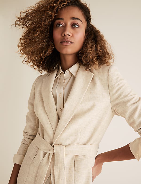Linen Rich Relaxed Belted Blazer