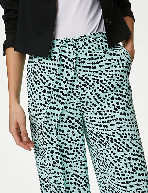 Printed Drawstring Wide Leg Trousers - ES