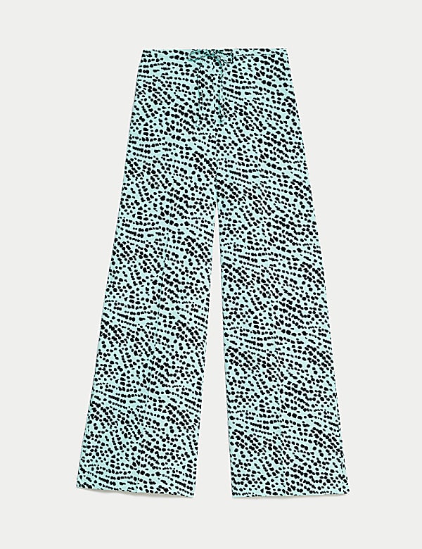 Printed Drawstring Wide Leg Trousers - ES