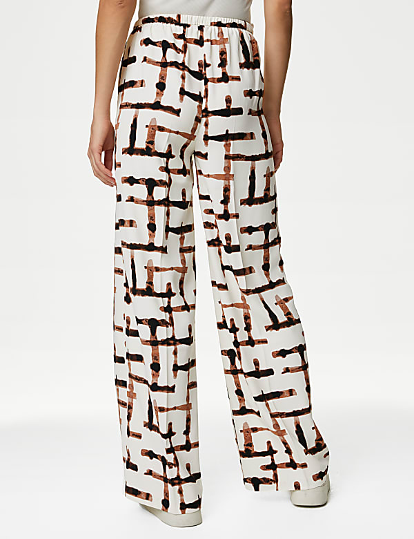 Pantalon large en lin avec imprimé et cordon - CH