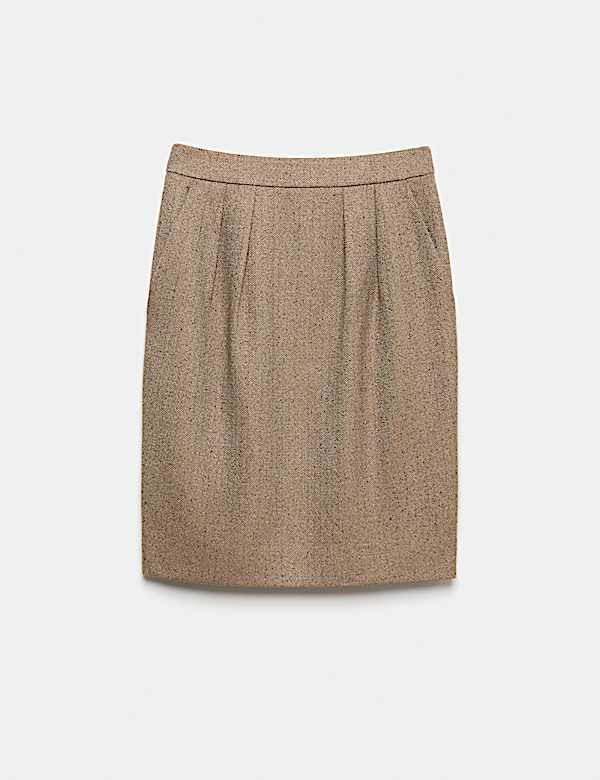 Tweed Herringbone Knee Length Tulip Skirt - AU