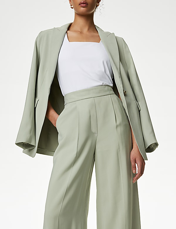 מכנסיים בגזרת קרסול מתרחבת עם קפל מלפנים - IL