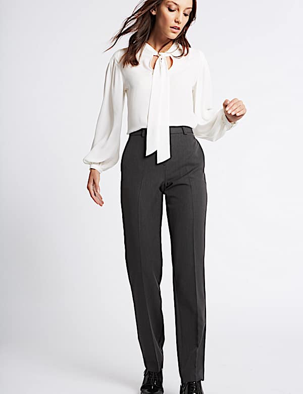 Embossed Straight Leg Trousers