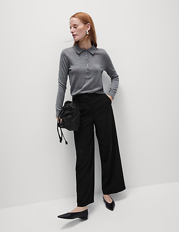 Embellished Tailored Wide Leg Trousers