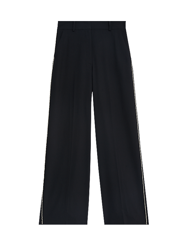Embellished Tailored Wide Leg Trousers
