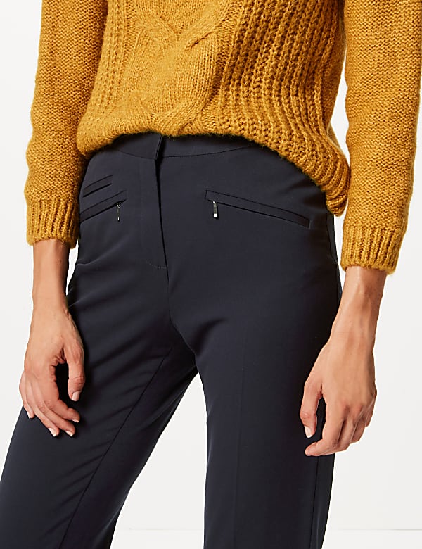 Zipped Pocket Straight Leg Trousers