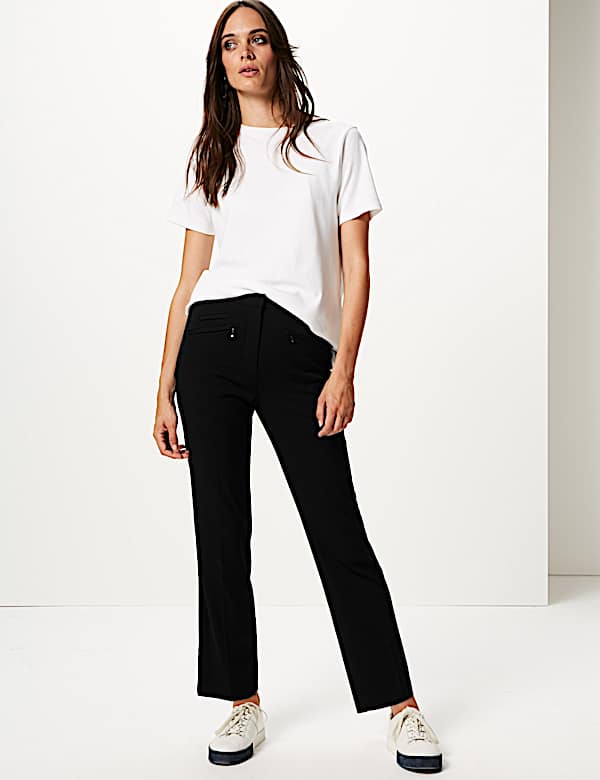 Zipped Pocket Straight Leg Trousers
