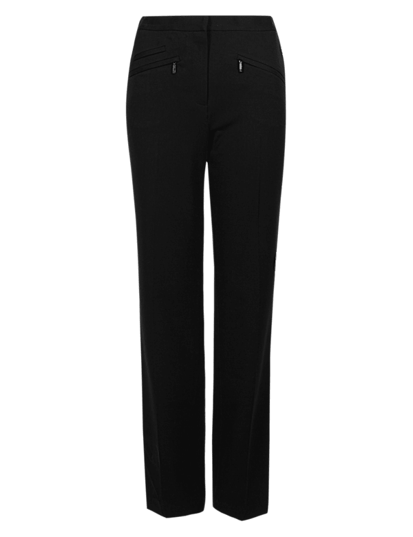 Zipped Pocket Straight Leg Trousers