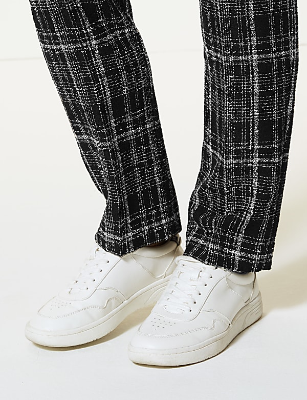 Checked Straight Leg Trousers