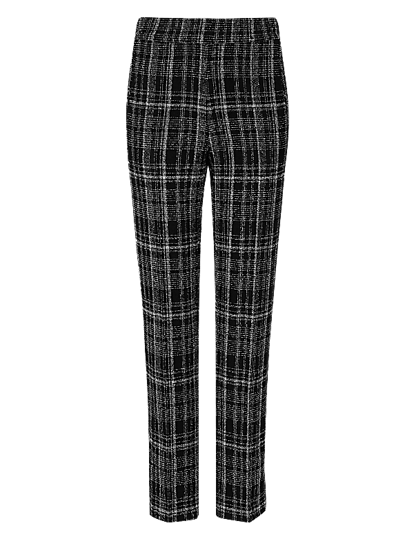 Checked Straight Leg Trousers