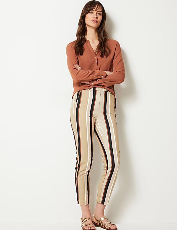 Mia Slim Striped 7/8th Trousers