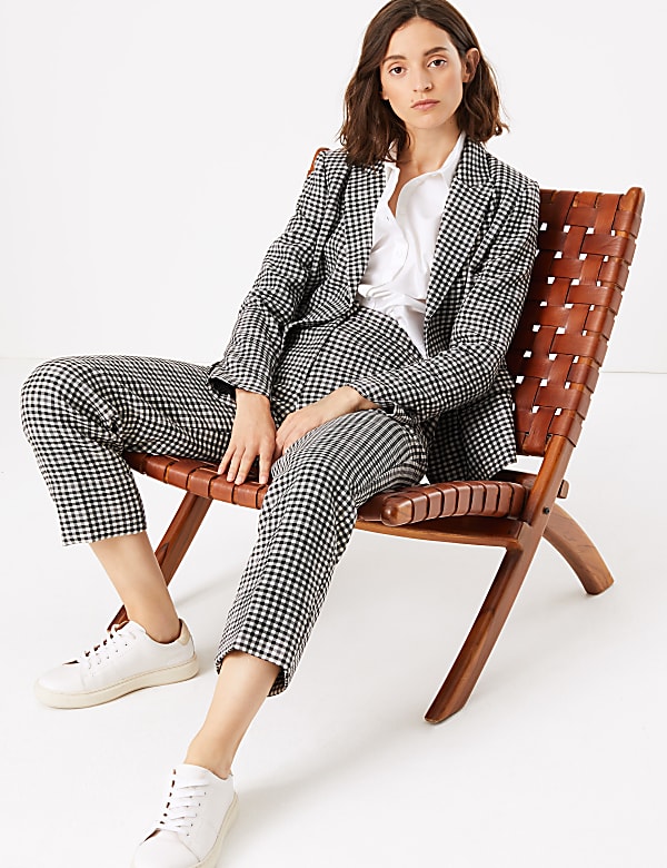 Evie Checked Straight 7/8th Trousers