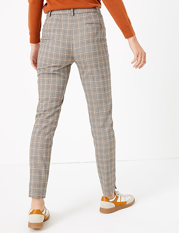 Mia Zip Checked Slim Ankle Grazer Trousers