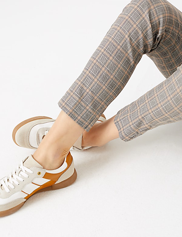 Mia Zip Checked Slim Ankle Grazer Trousers
