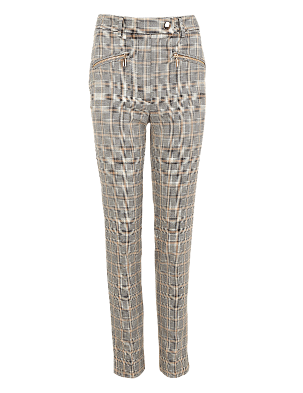 Mia Zip Checked Slim Ankle Grazer Trousers