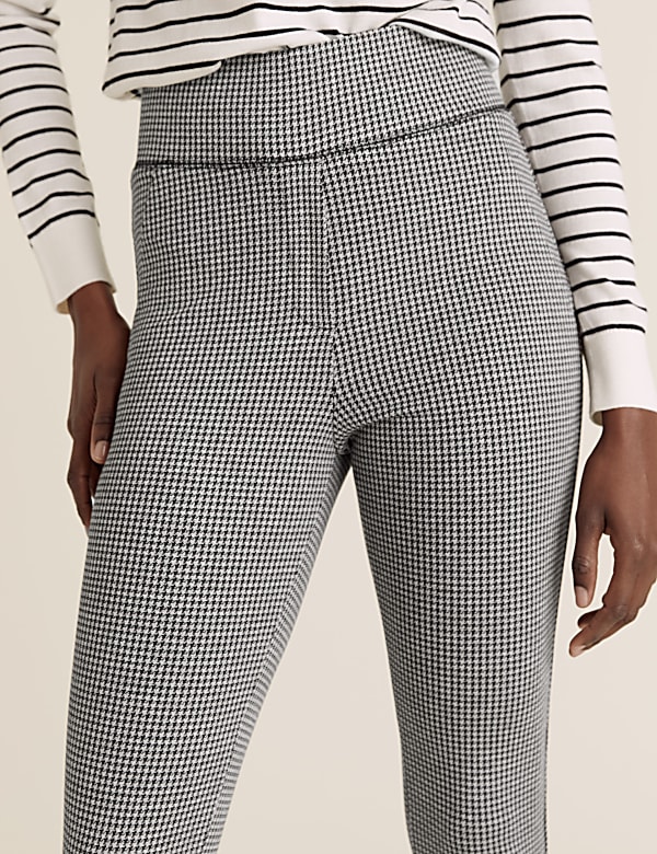 Jersey Checked Skinny Ankle Grazer Trousers