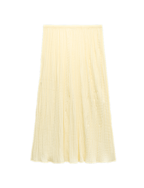 Textured Pleated Midaxi Skirt